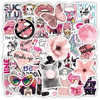 10/30/50PCS INS Stil de Desene animate Drăguț Fată Roz Autocolante Estetice Depozitare Chitara Laptop rezistent la apa Graffiti Decalcomanii Autocolant Copil Jucărie
