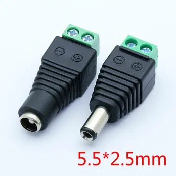 10buc 12V 2.5 x 5.5 mm 5.5*2.5 mm DC Plug de sex Masculin Jack Adaptor Conector Plug-in pentru CCTV singură culoare LED Lumină