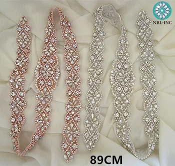 (10buc)Mireasa handmade cu margele de cusut de cristal de argint stras aplicatii de FIER pentru rochii de mireasa sash belt WDD0740