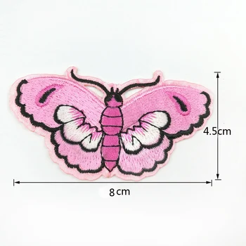 1buc Fluture Roz Patch-uri de Fier pe Cusut Dantela Material Autocolant pentru Haine Brodate Aplicatii de BRICOLAJ Accesoriu 8x4.5cm