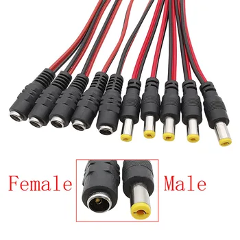 5.5x2.1mm DC Putere Coadă Conector de Sârmă 25CM 12V 5.5*2.1 mm DC Plug de sex Masculin și de sex Feminin Jack Cablu Adaptor pentru Camera de Securitate CCTV