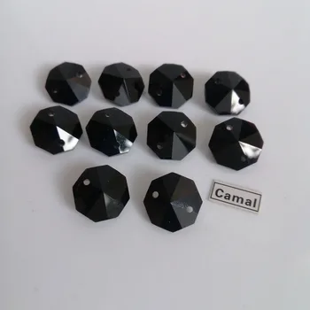 Camal 20buc 14mm Negru Geam Cristal Octogonal Margele Vrac Cu 1 Gaura/2 Gauri Prisma Pandantiv Candelabru de Iluminat Parte Decor Acasă