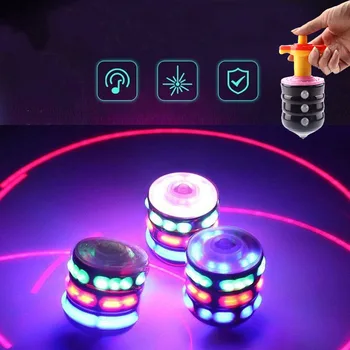 Copii Nou Interesant giroscop flash gyro cu LED-uri colorate din lemn de Lumină titirez Laser Muzica Giroscop Jucarii pentru copii