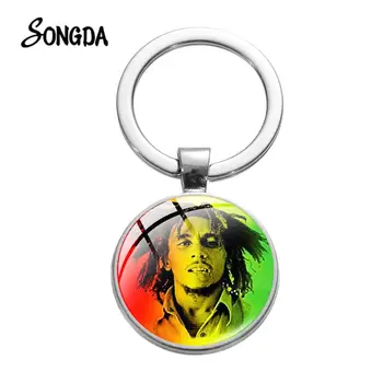 Cântărețul Bob Marley Sticlă Breloc Populare Jamaica Reggae Cântăreață Tipărite Manual Aliaj De Zinc Pandantive Cheie Inel De Suveniruri