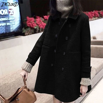 DICLOUD Negru Paltoane Femei de Iarna Dublu Strat Pieptul Doamnelor Coreea de Brand Designer de Haine Lungi Sacouri Femei de Moda de Îmbrăcăminte exterioară