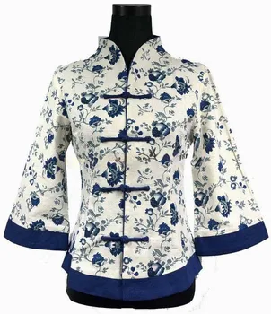 De Vânzare la cald Alb Albastru Vintage Femei din China, Lenjerie Sacou Îmbrăcăminte, Strat de Flori S M L XL XXL XXXL 4XL 5XL 2218-2
