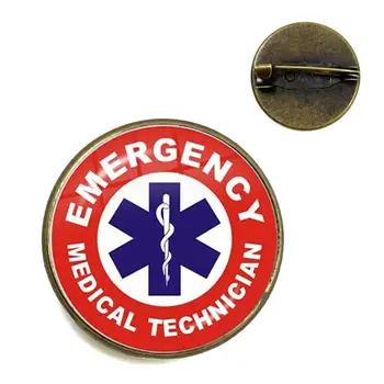 EMT Medicale Simbol Broșe Tehnician Medical de Urgență, Citat de LOGO-ul de Sticlă Cabochon Guler Ace Butonul Rucsac Insigne Fanii Cadou