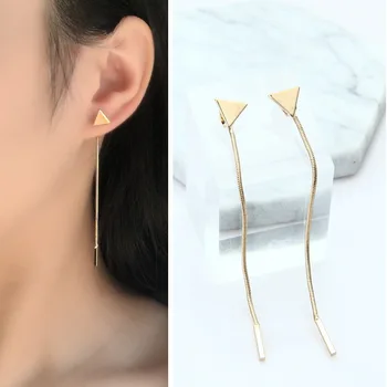 Europene și Americane de moda noua minimalist triunghi de metal lanț tassel cercei elegant cercei bijuterii