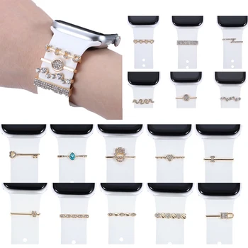 Farmecele metalice Inel Decorativ Pentru Apple Watch Formatia Diamant Ornament Inteligent Ceas Silicon Curea Accesorii Pentru iwatch Brățară