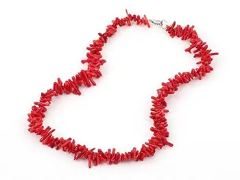 Frumos Fir Roșu Coral Colier cu lanț Extensibil cu Gheare Lungime 46cm