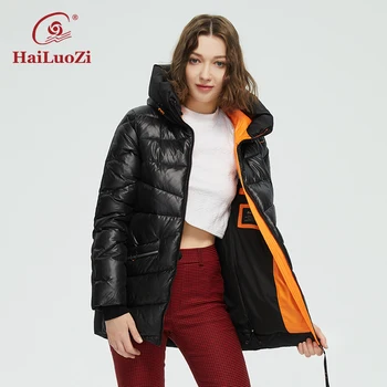 HaiLuoZi 2022 Noi de Iarna pentru Femei Sacou Cald și Gros Strat de Moda Frumos cu Fermoar Design cu Glugă Gât Înalt de sex Feminin Hanorac 886