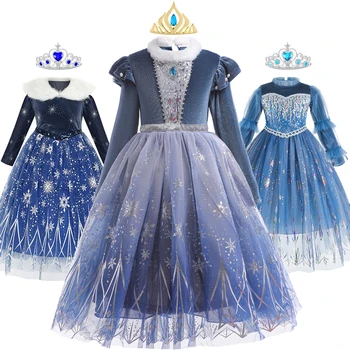 Iarna Elsa Rochie Pentru Fete Frozen 2 Elsa Si Anna Cosplay Costum De Catifea Cald Tinutele Printesa La Petrecerea De Ziua Fantezie Haine