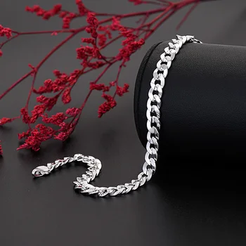 Lxury Argint 925 bine 7MM bratari de lanț pentru omul de femei de moda, designer de bijuterii de nunta petrecere Accesorii cadouri