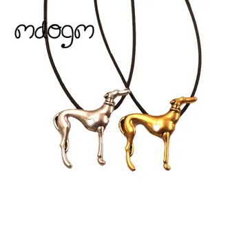 Mdogm Greyhound Colier Câine Animal Pandantiv Aur Antic Placat Cu Argint Bijuterii Pentru Femei, Barbati Femei Fete Doamne N137