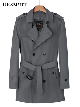 Mediu și lung canadiană de moda pentru bărbați de două rânduri de maro casual trench barbati,primăvara și toamna noi jachete subtiri S-6XL dimensiune