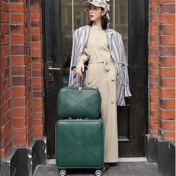 Moda carucior de bagaje cu geantă de mână pentru femei clasic de afaceri de sex feminin valiza spinner internat 16/18/20/24 inch geanta de voiaj