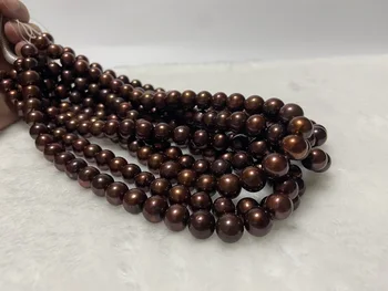 Natural Deep Brown Pearl Colier Bijuterii de 10-11mm Mare Perla Rotunda Pentru Femei de Ziua lui Cadou de Aniversare