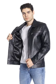 Negru autentic din piele haina sport barbati jacheta Toamna sezonul de Primăvară purta complet de produse realizate manual Turcia