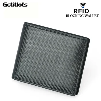 Noi RFID Blocking Portofele Barbati din Fibra de Carbon Portofel 3D Impermeabil Card de Portofel Bifold Titularului Cardului RFID Minimalist Bifold Geanta