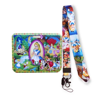 Orizontală Disney Princess Alice în țara Minunilor Șnur Carte de IDENTITATE Acoperi Trece Elev Telefon Mobil Farmec Insigna Titularul Cheie Inel