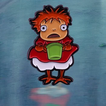 Pești roșii Copilul Ponyo cu Galeata Drăguț Email Pin Studio Ghibli Filme Anime insigna