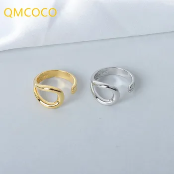 QMCOCO Geometrice Argint Culoare Inel de Femei de Moda de Personalitate URI Hip-Hop Simplu Degetul Arătător Ring Femei Bijuterii Accesorii