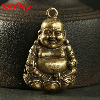 Retro Cupru Râs Maitreya Buddha Cheie Lanț Pandantiv Bijuterii Accesorii Metalice Din Alama Masina Breloc Zâmbetul Lui Buddha Norocoase Brelocuri