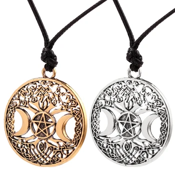 Tripla Zeita Lunii Pentagrama Wicca Amuletă Magică Colier Femei Pomul Vieții Lună Coliere Pandantive Vintage Bijuterii Accesorii