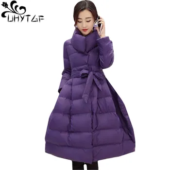 UHYTGF Geaca de Iarna Femei coreene Noi Dimensiuni Mari Parker Femei Gros în Jos Jacheta Cald Timp Îmbrăcăminte exterioară Topuri Casual Sacou din Bumbac 356
