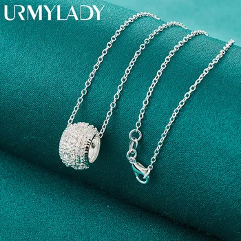 URMYLADY Argint 925 Round Coral Colier Pandantiv Lanț Pentru Femei Nunta Logodna Bijuterii de Moda