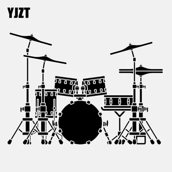 YJZT 16.7 CM*12.1 CM Detașabil Muzica Rock, Tobe Set de Vinil Negru/Argintiu Autocolant Auto C22-0773