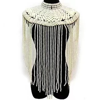 moda ciucure design Pearl lanț de umăr mare dimensiune colier de perle-corp-lanț pentru femei bijuterii accesorii rochia de mireasa