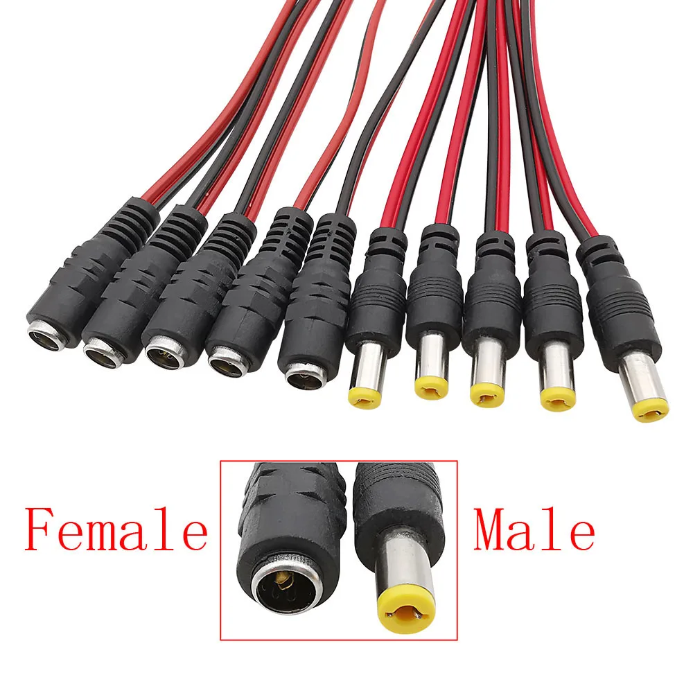 5.5x2.1mm DC Putere Coadă Conector de Sârmă 25CM 12V 5.5*2.1 mm DC Plug de sex Masculin și de sex Feminin Jack Cablu Adaptor pentru Camera de Securitate CCTV Imagine 0