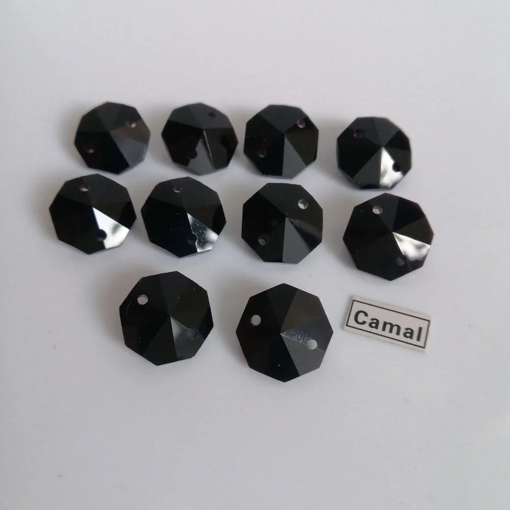 Camal 20buc 14mm Negru Geam Cristal Octogonal Margele Vrac Cu 1 Gaura/2 Gauri Prisma Pandantiv Candelabru de Iluminat Parte Decor Acasă Imagine 0