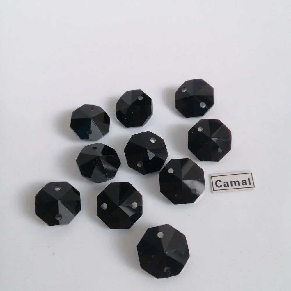 Camal 20buc 14mm Negru Geam Cristal Octogonal Margele Vrac Cu 1 Gaura/2 Gauri Prisma Pandantiv Candelabru de Iluminat Parte Decor Acasă Imagine 5