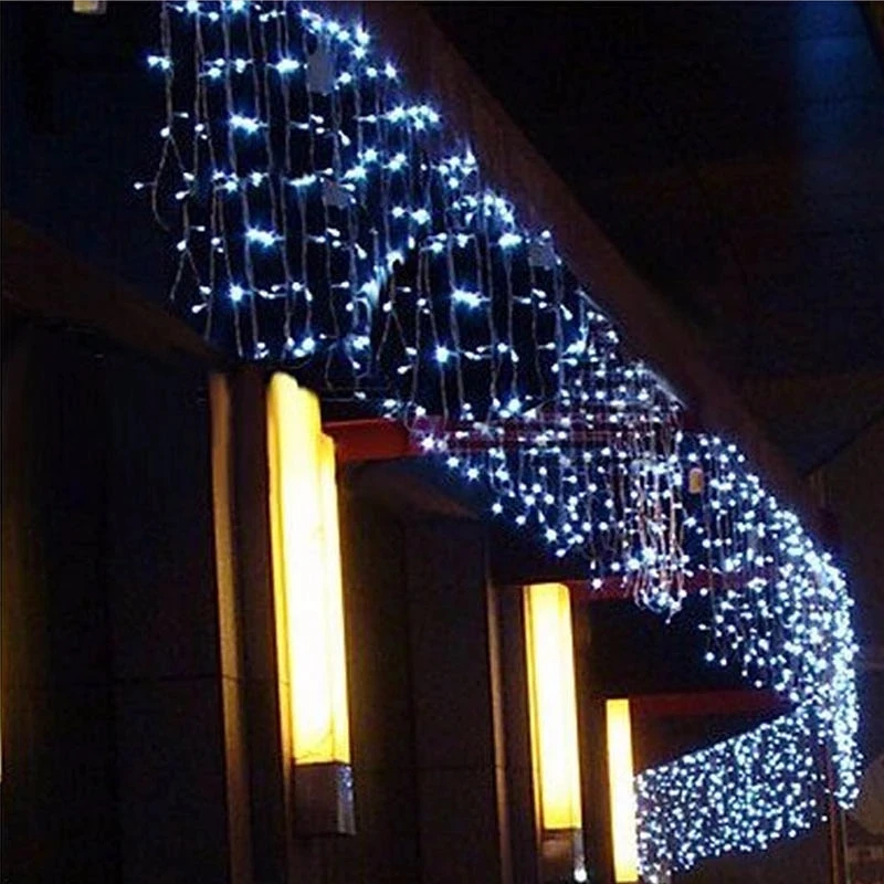 Crăciun Ghirlanda LED-uri Cortina Sloi de gheață Șir Lumina 220V 4.5 m 100Leds Interior Picătură a CONDUS Partidul Grădină Scenă în aer liber Decorative de Lumină Imagine 0