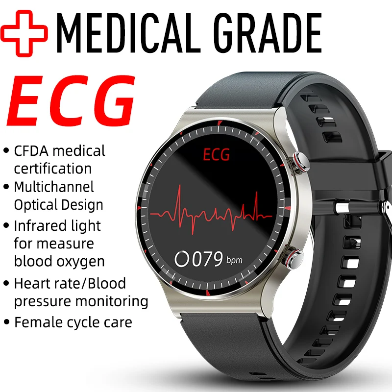 GRAD MEDICAL ECG Ceas Inteligent G08 Bărbați CFDA/FDA Tensiunii Arteriale Rata de Inima Ceasuri Tracker de Fitness Pentru Smartwatch Huawei, Xiaomi Imagine 0