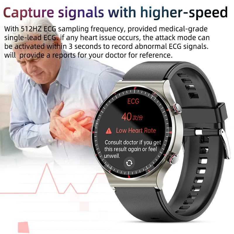GRAD MEDICAL ECG Ceas Inteligent G08 Bărbați CFDA/FDA Tensiunii Arteriale Rata de Inima Ceasuri Tracker de Fitness Pentru Smartwatch Huawei, Xiaomi Imagine 2