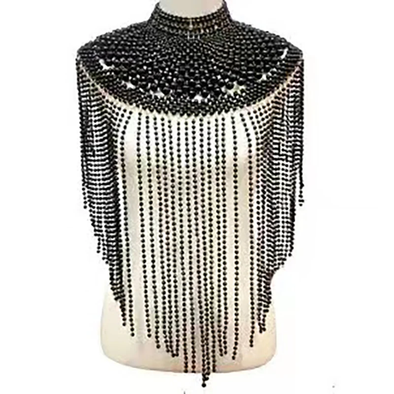 moda ciucure design Pearl lanț de umăr mare dimensiune colier de perle-corp-lanț pentru femei bijuterii accesorii rochia de mireasa Imagine 1