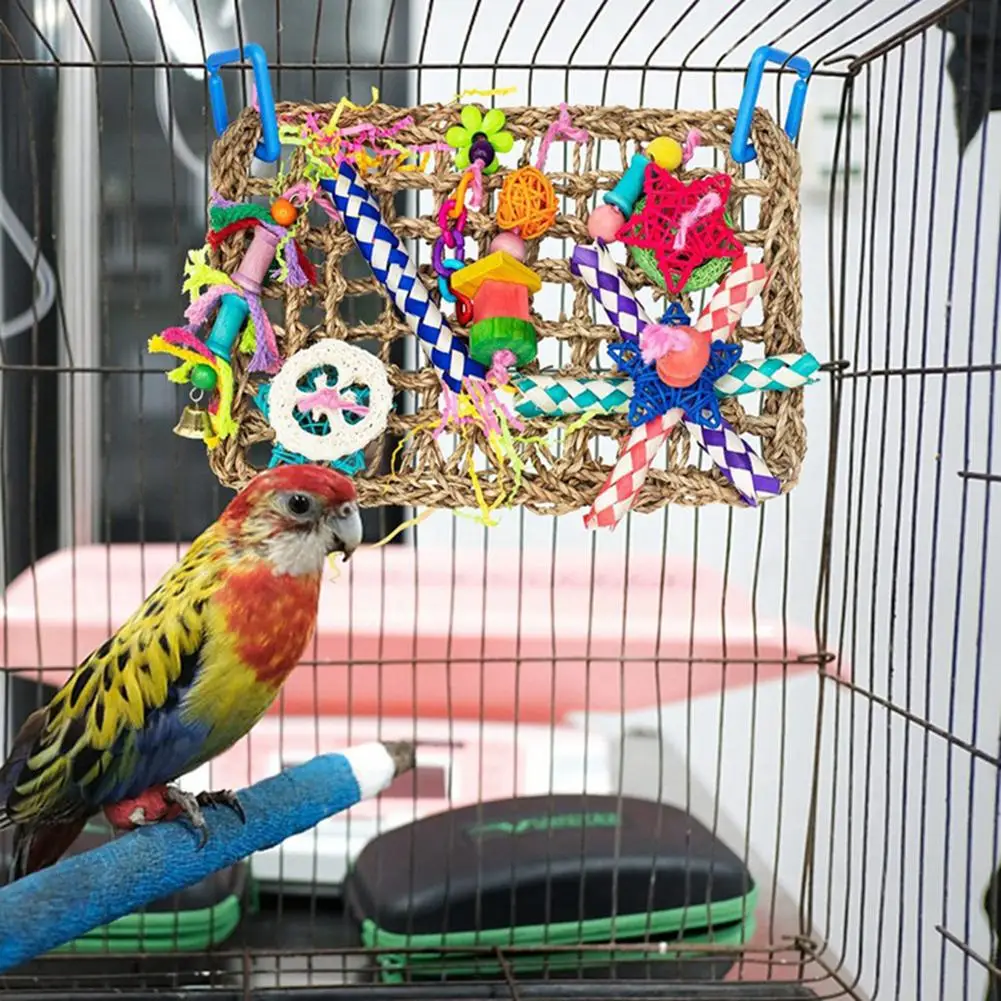 Pasăre Jucării Pasăre Culegătoare de Perete Toy Iarbă de mare Țesute Alpinism Hamac Mat cu o culoare de Mestecat Jucării pentru Porumbei Finch Papagali Imagine 2