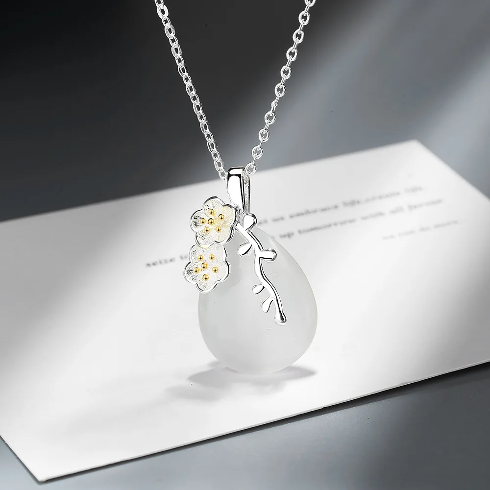 Picătură De Apă Opal Cristal Pandantiv Floare De Culoare De Argint Colier Pentru Femei De Moda De Sex Feminin Bijuterii 2020 Lanț Accesorii Imagine 5
