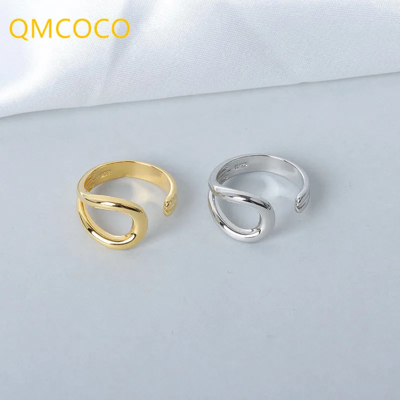 QMCOCO Geometrice Argint Culoare Inel de Femei de Moda de Personalitate URI Hip-Hop Simplu Degetul Arătător Ring Femei Bijuterii Accesorii Imagine 0